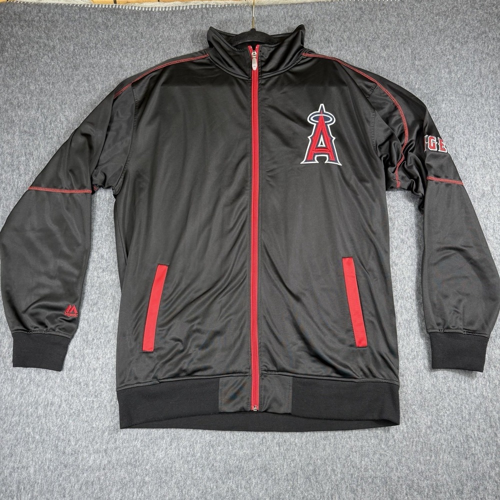 Los‎ Angeles Angels Men's Full Zip Embroidered Track Jacket Size XLT Majestic